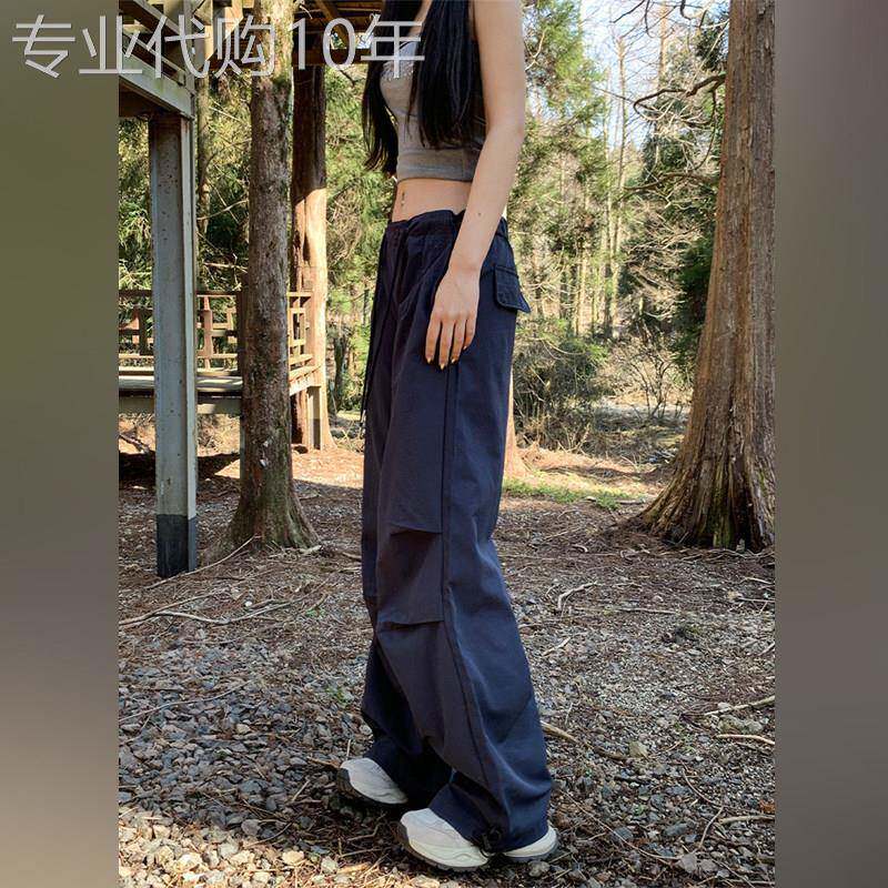 潮牌美式速干工装裤女2026新款夏季酷飒风时尚复古伞兵阔腿登山裤