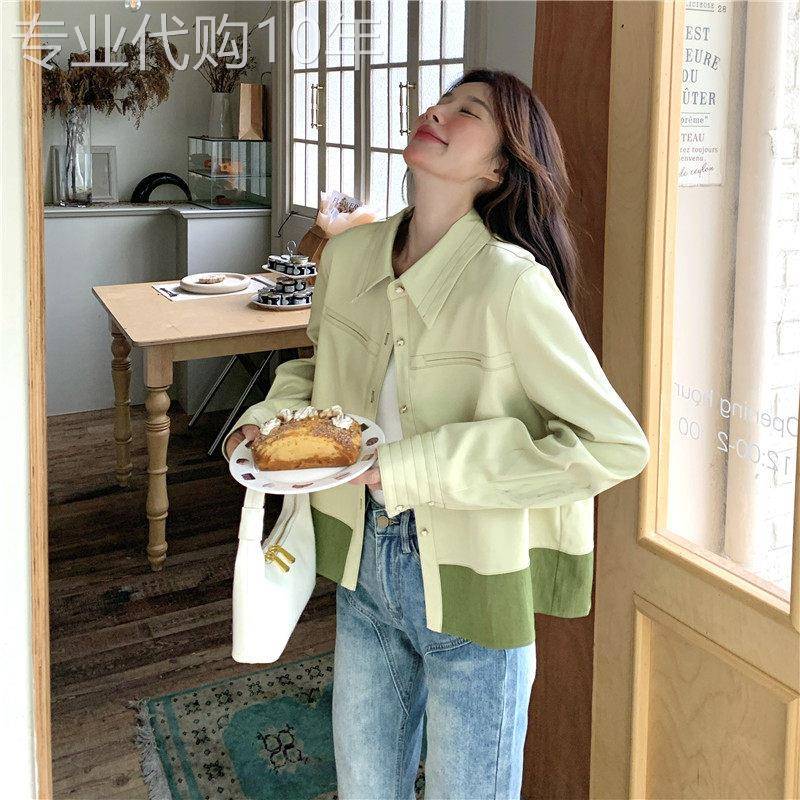 外套女春秋2025新款撞色拼接小清新翻领高级感休闲 超好看夹克上