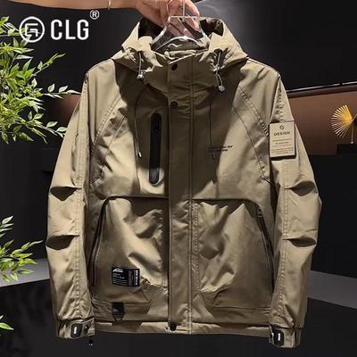 香港CLG潮牌工装连帽棉外套男冬季新款加棉加厚防风棉服冲锋衣男