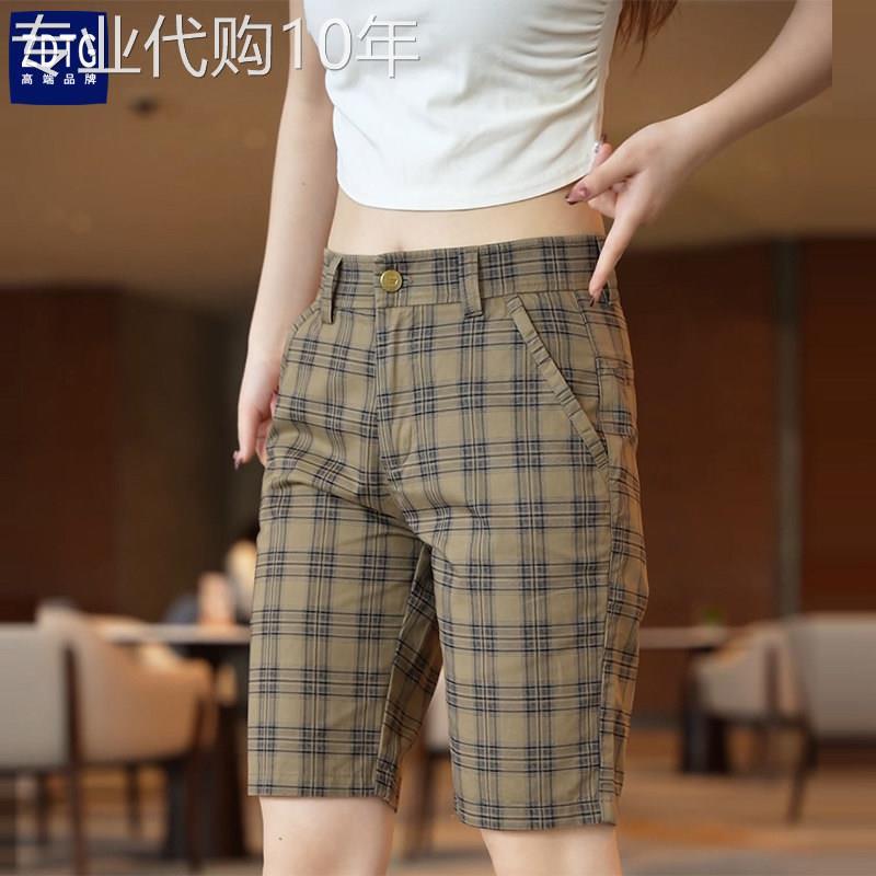 意大利纯棉格子短裤男透气夏季2026新款西裤腰休闲五分裤子男薄款