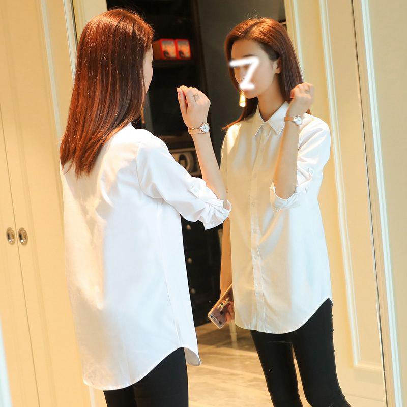 欧洲站白色衬衫女设计感小众2025年秋冬季新款中长版纯棉加绒上衣