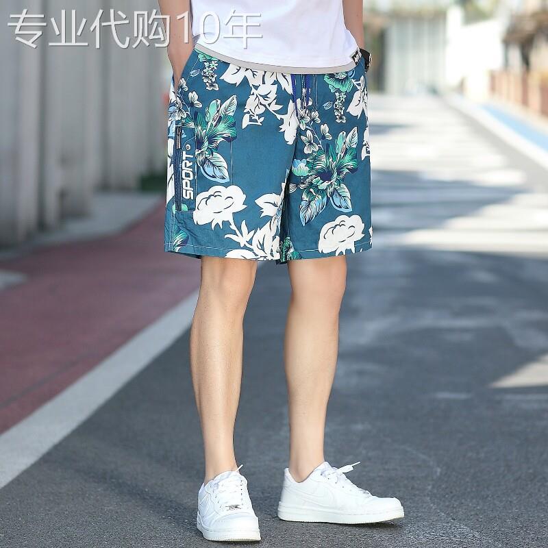 休闲短裤男夏季薄款潮牌大满印花纯棉沙滩裤子韩版宽松运动五分裤