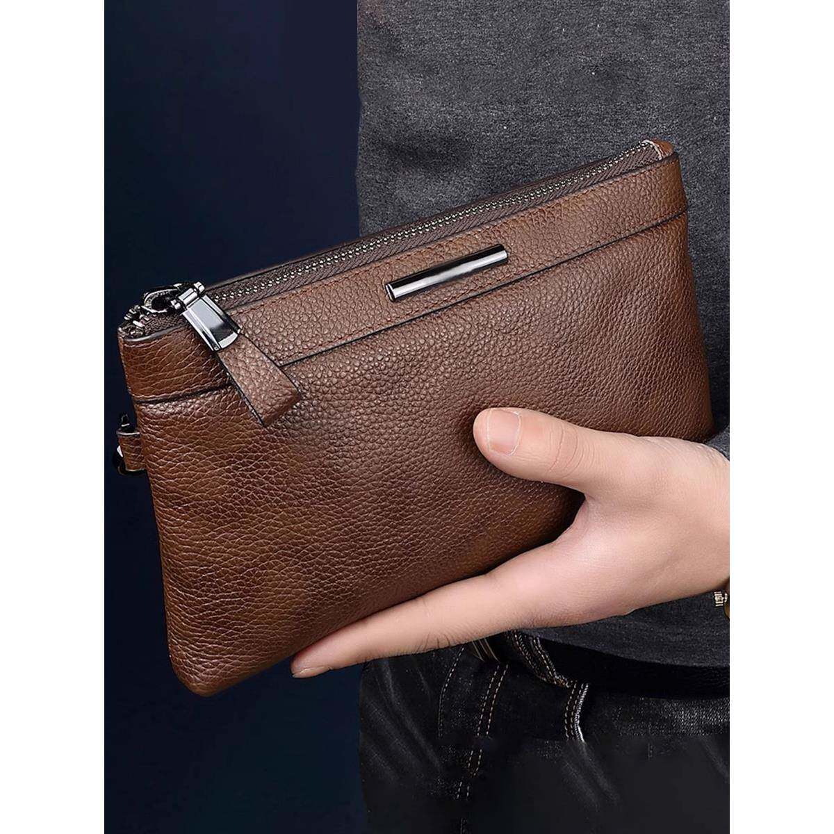 香港代购男士手包男真皮手拿包简约男包商务包休闲牛皮手抓包袋潮