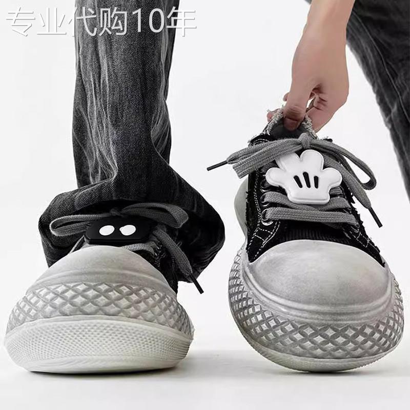 【高品质】米奇大头帆布鞋男女鞋2025新款小众百搭休闲厚底面包鞋