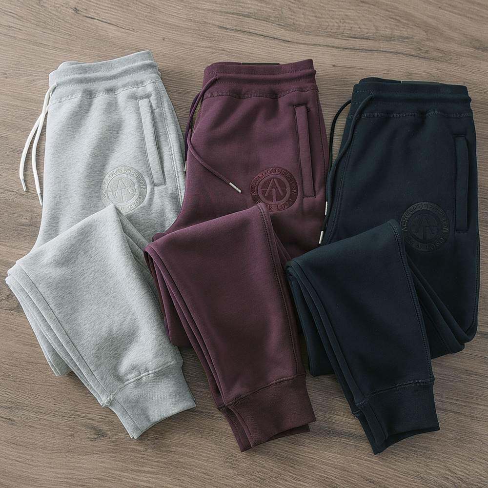 代购冬季加绒卫裤男重磅刺绣抓绒加厚运动休闲裤男防寒保暖长裤子