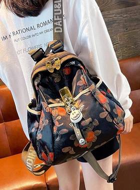 法国ZAMP柿柿如意双肩包女2024新款休闲牛津布背包轻便防水旅行包