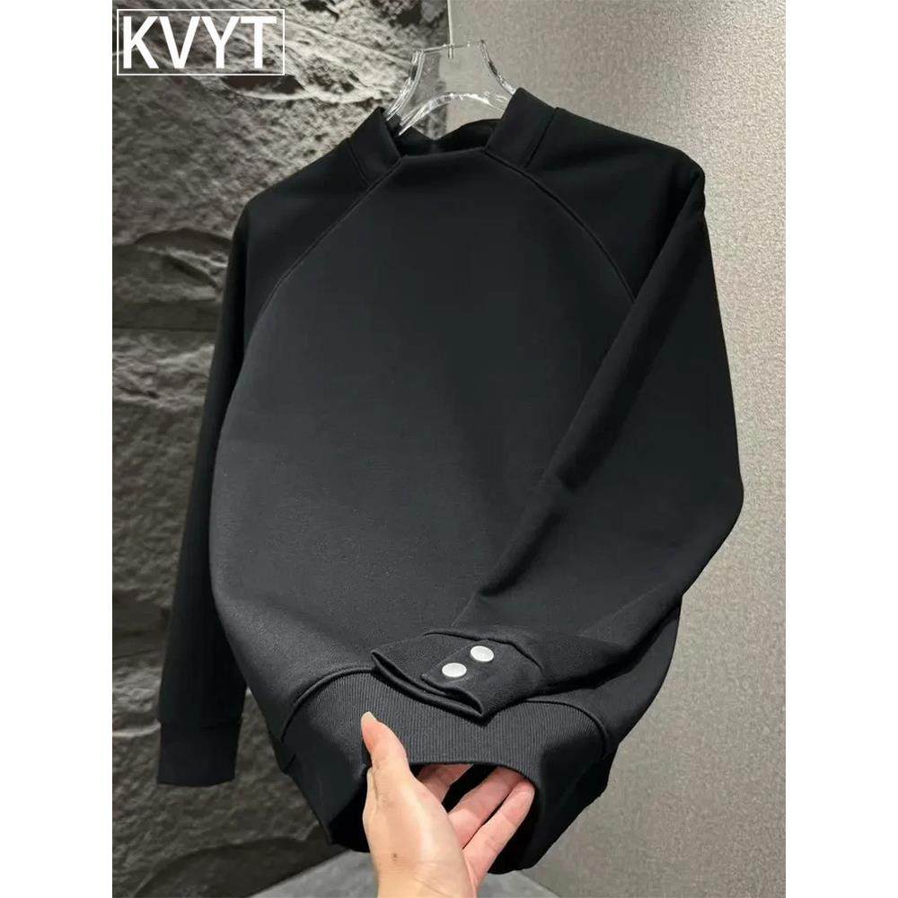 潮牌圆领卫衣男士2025新款秋季流行穿搭高级感男装上衣内搭打底衫