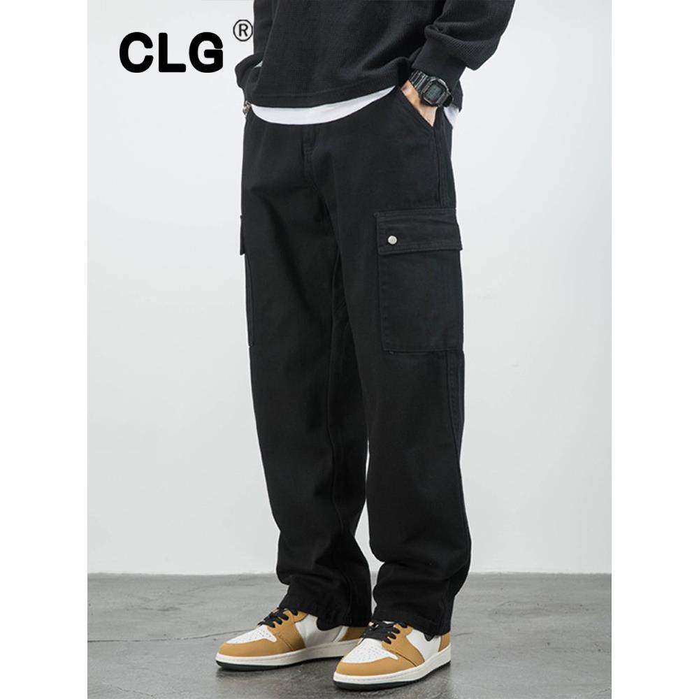 香港潮牌黑色阔腿牛仔裤男直筒拖地宽松大码潮流休闲百搭工装长裤