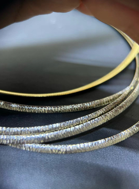 S925银镀金意大利工艺拉丝蛇骨双面可戴项圈轻奢高级感锁骨项链