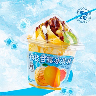 网红新款冰淇淋蛋糕杯杨枝甘露芭乐蜜瓜红柚啵啵杯八边形手捧杯