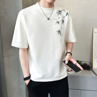 潮流高级感0325k 2026新款 春夏男t恤圆领短袖 士宽松冰丝棉凉感夏装