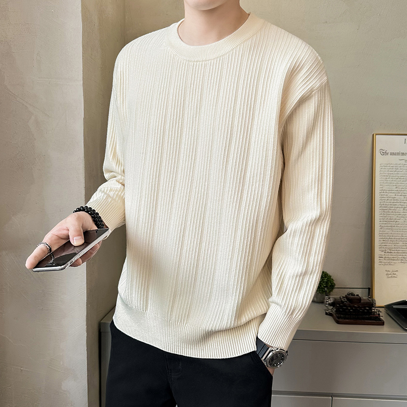 秋冬圆领毛衣男士宽松打底衫秋2025新款潮牌高级感加厚保暖1117u