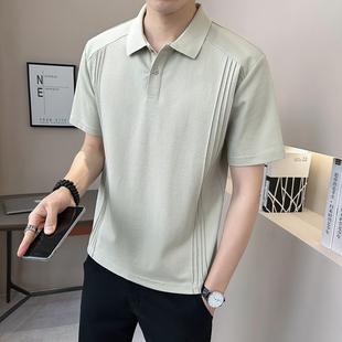 潮牌宽松翻领0325k 士2026新款 春夏男t恤夏季 定织冰丝棉高端POLO衫