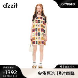 设计感小众手工钩花蝴蝶结吊带裙女 dzzit地素连衣裙春夏新款