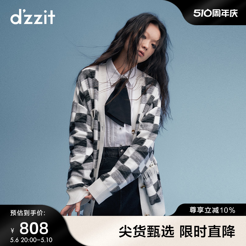 dzzit地素带领结长袖衬衫