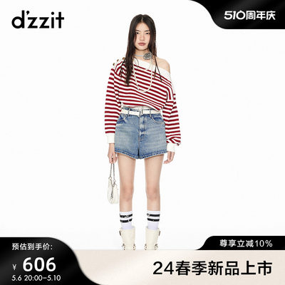 dzzit地素牛仔短裤2024春季专柜新款俏趣甜酷交织时尚百搭女