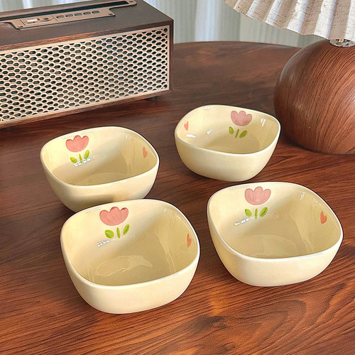 蘸料碟家用陶瓷调料碟奶油风烤肉蘸料调味碟小菜碟醋碟零食小吃碟