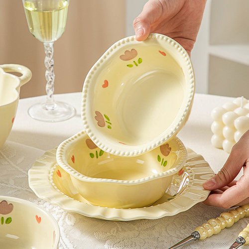 奶油风2025新款碗碟餐具盘子