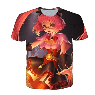 新王者荣耀安琪拉原皮衣服短袖T恤夏男女装中小学生青少年cos上衣