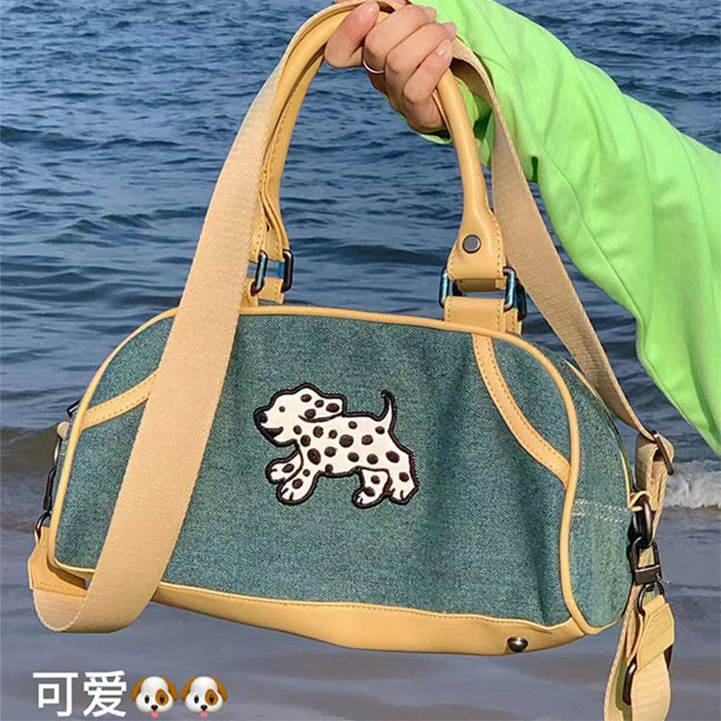 新款千禧y2K辣妹斑点狗单肩斜挎包时尚百搭手拎复古大容量手提包