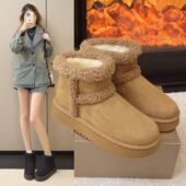 东北户外雪地靴女鞋 冬季 新款 增高厚底防滑防雪耐磨加绒加厚雪地棉