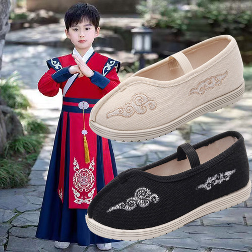 汉服鞋春秋布鞋男女童鞋儿童表演鞋幼儿园室内舞蹈鞋中国风绣花鞋