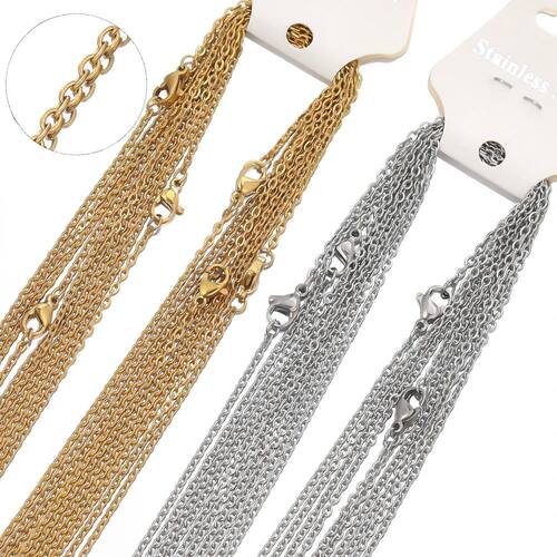 10pcs 50cm 2mm Gold Color Stainless Steel Link Cha