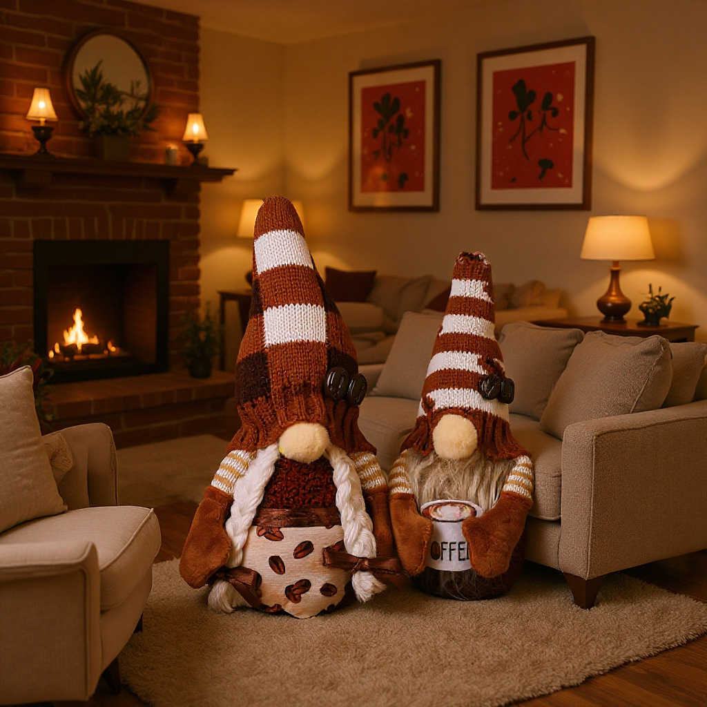 New Coffee Rudolph Faceless Doll Standing Doll Onaments