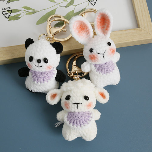 Handmade Crocheted Scarf Animal Pendant Cute Panda Velvet