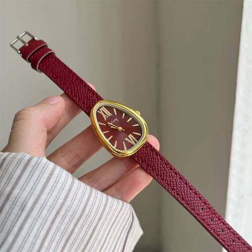 Luxury Brand Women Snake Dial Watch LadiesRed Leather Strap