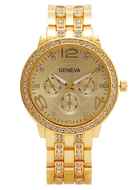 Diamond-encusted Fashion Thee-eye Digital Women's Watch