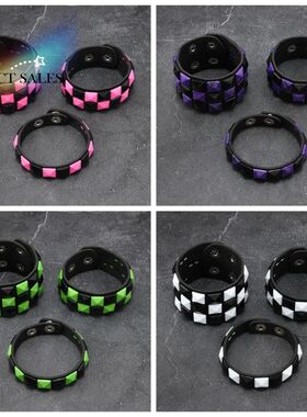 Rock Rivets Leathe Wistband Vintage Contasting Big Wide