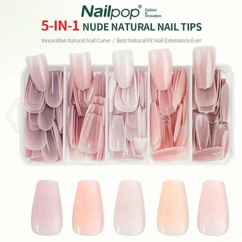 Nailpop 3-IN-1 Nude Natual Soft Nail Tips Set 140PCS Skin