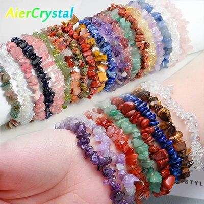 19 Color Irregular Gravel Natural Gemstone Bracelet Stretch