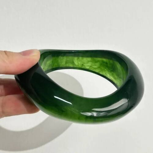 Vintage Big Green Geometric Irregular Bangles for Women
