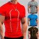 Short Shirt Sleeve Bodybuilding Compression Gym Men