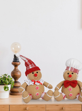 New Chistmas Gingebead Man Sitting Postue Doll Catoon Chef