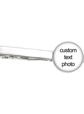 1pc Photo Text Glass Cabochon Tie Clip For Men Metal Tie