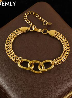 GANEMLY 316L Stainless Steel Metal Minimalist Chain Golden
