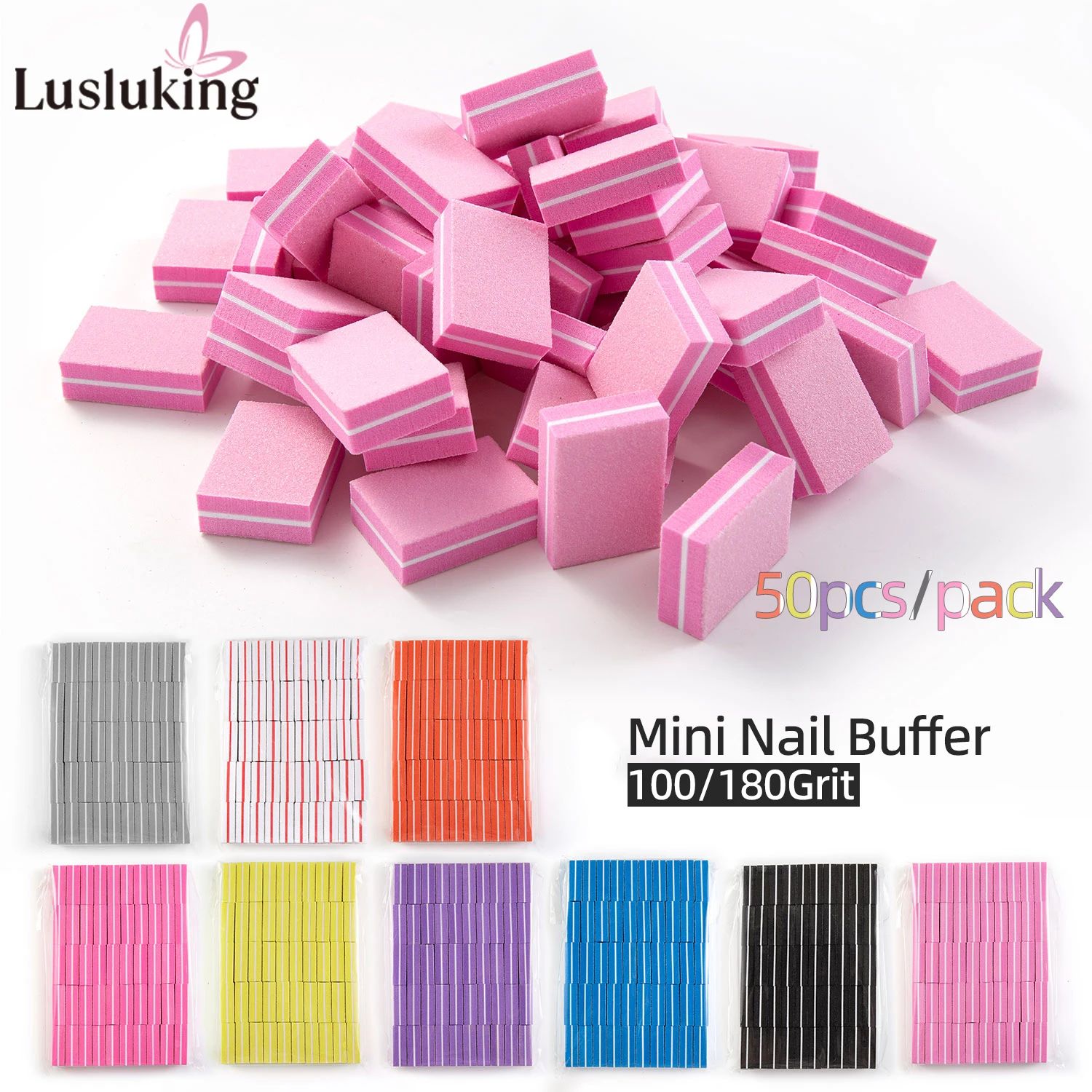 50pcs Lot Two-sided  Nail File Blocks Coloful Sponge Nail