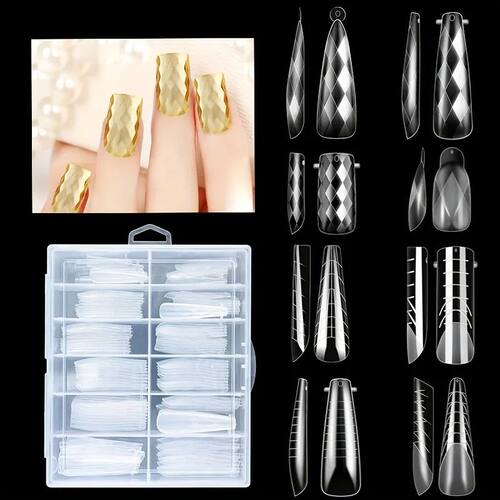 120Pcs Manicue Tool Full Cove Stiletto Coffin Almond Nail