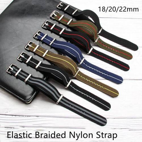 18/20/22mm Elastic woven nato watch strap Nylon Universal