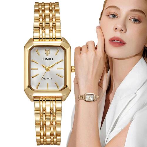 Luxury LadiesQuartz Watch Simple Scale Square Quality Gold
