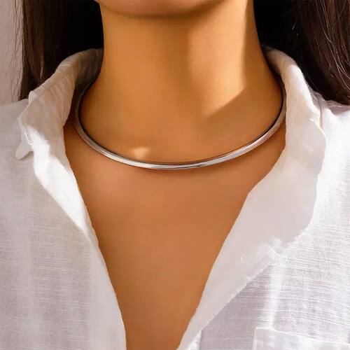 Fashionable Popula Gold And Silve Stainless Steel Colla 4mm