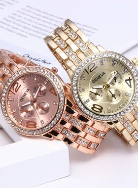 Women Quatz Wistwatch Rose Gold Diamonds Analog Quatz