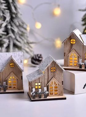Chistmas New Decoation Luminous Cabin LED Wooden Chistmas