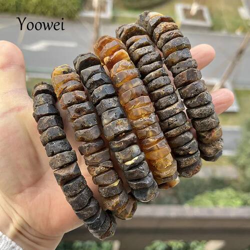New Real Amber Bracelets for Men Women Unique Irregular