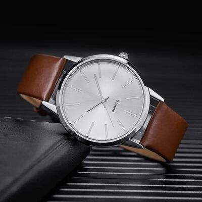 Men Watches Top Brand Luxury Brown Leather Band Quartz