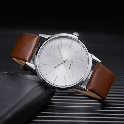 Men Watches Top Brand Luxury Brown Leather Band Quartz