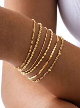 Thin Link Women Bacelet, Stainless Steel 18K Gold Plated